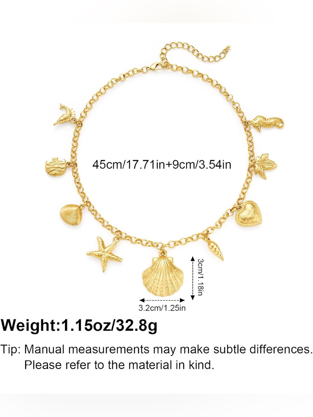 New! Summer 14k Gold Plated Shell Charm Choker Necklace - Picture 5 of 5